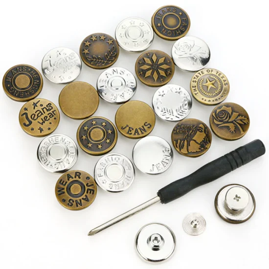 Bouton pression en relief avec Logo personnalisé, alliage de zinc, métal or argent, tige en Denim, boutons et Rivets pour vêtements en jean